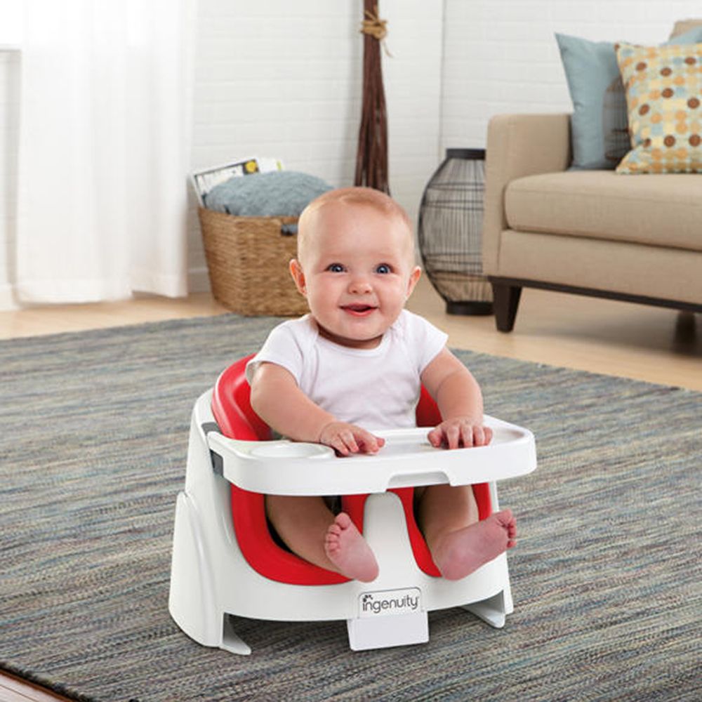 Scaun de masa bebe 2 in 1 BRIGHT STARTS Ingenuity - Poppy Red