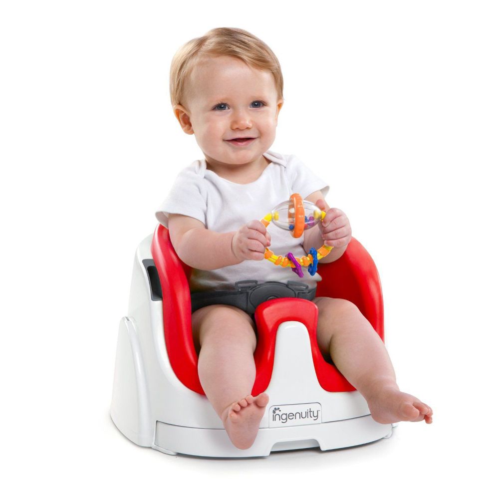 Scaun de masa bebe 2 in 1 BRIGHT STARTS Ingenuity - Poppy Red