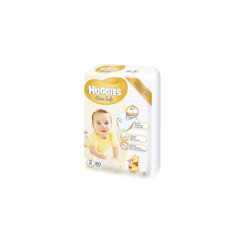 Scutece Huggies Elite Soft 3, 80 buc, 5 - 9 kg
