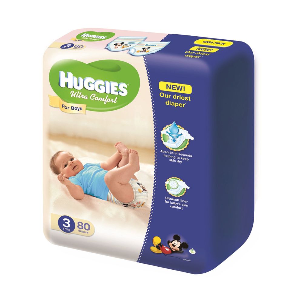 Scutece Huggies Ultra Comfort Boy 3, 80 buc, 5 - 9 kg