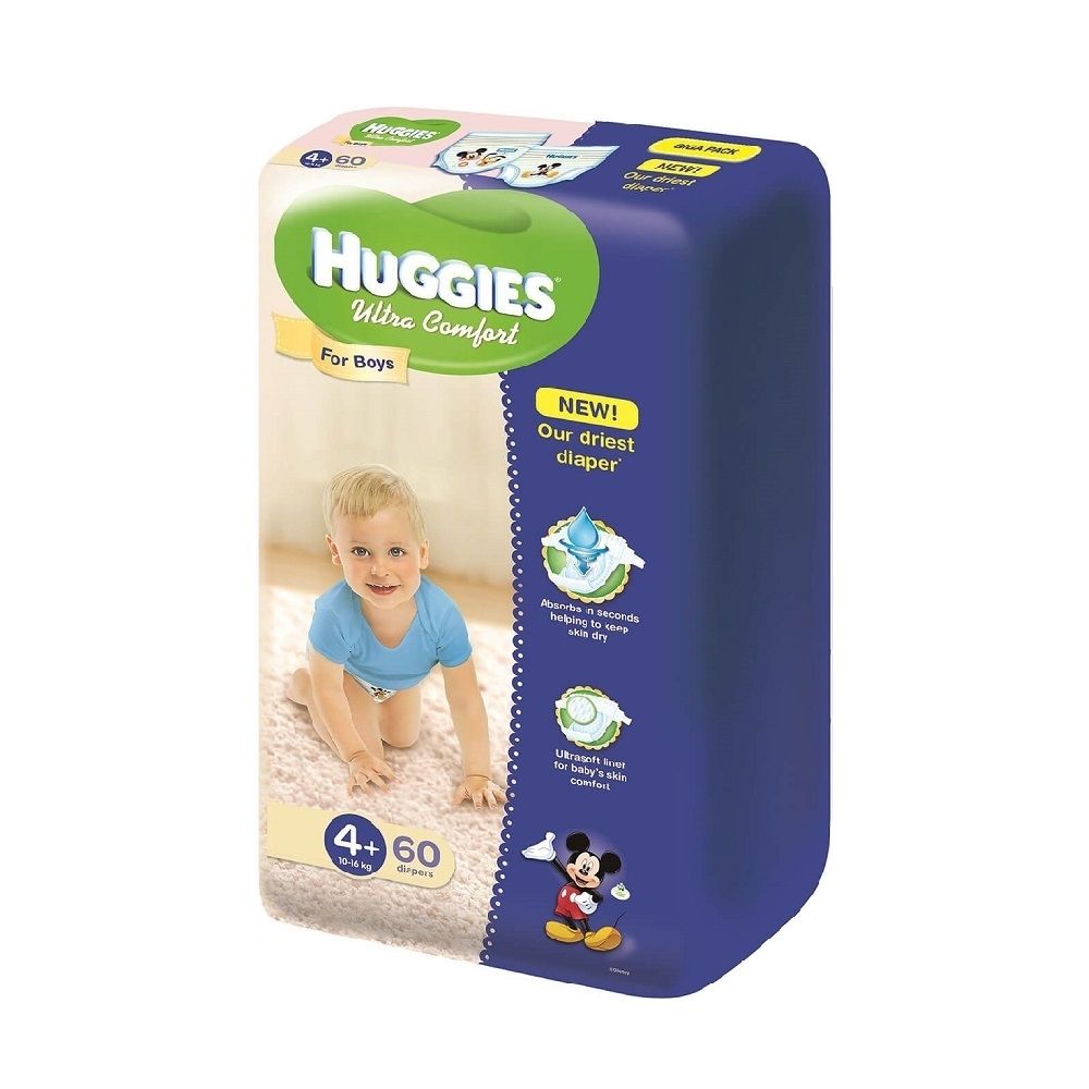 Scutece Huggies Ultra Comfort Boy 4+, 60 buc, 10 - 16 kg