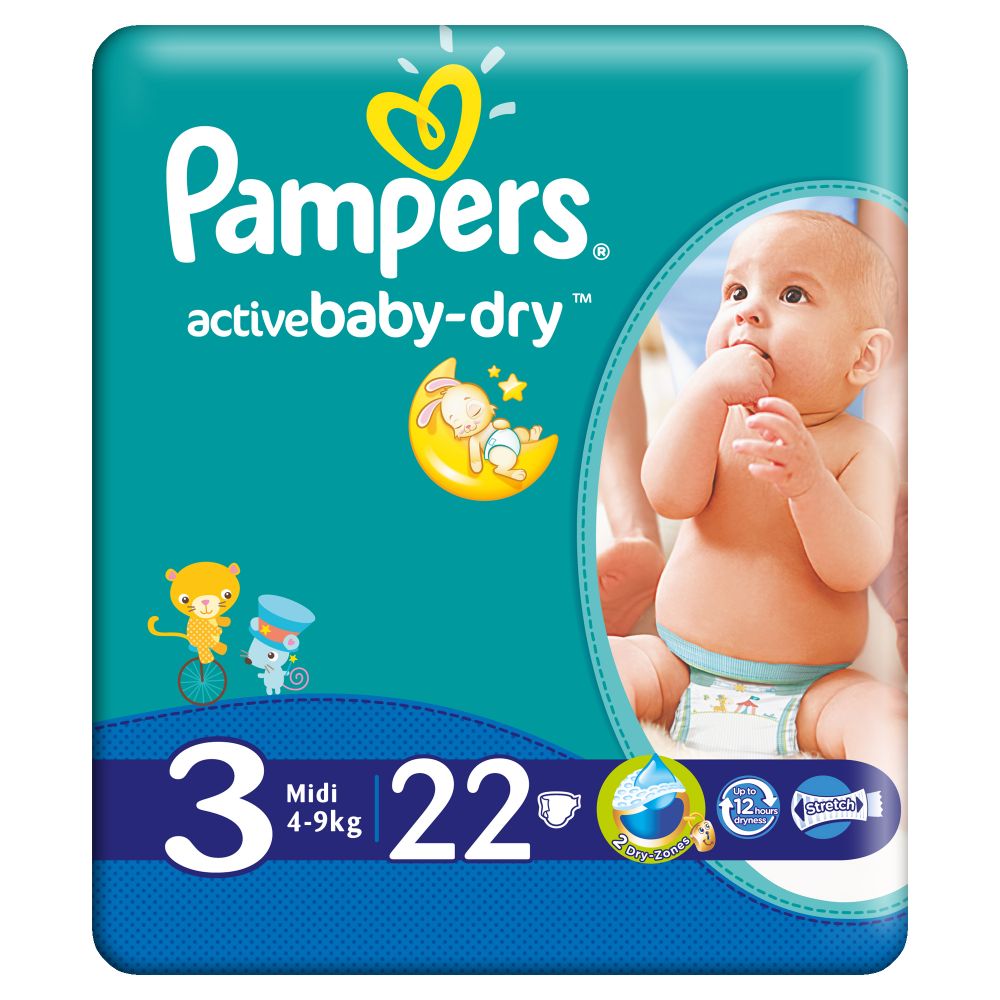 Scutece Pampers Active Baby-Dry 3 Midi, 22 buc, 4 - 9 kg