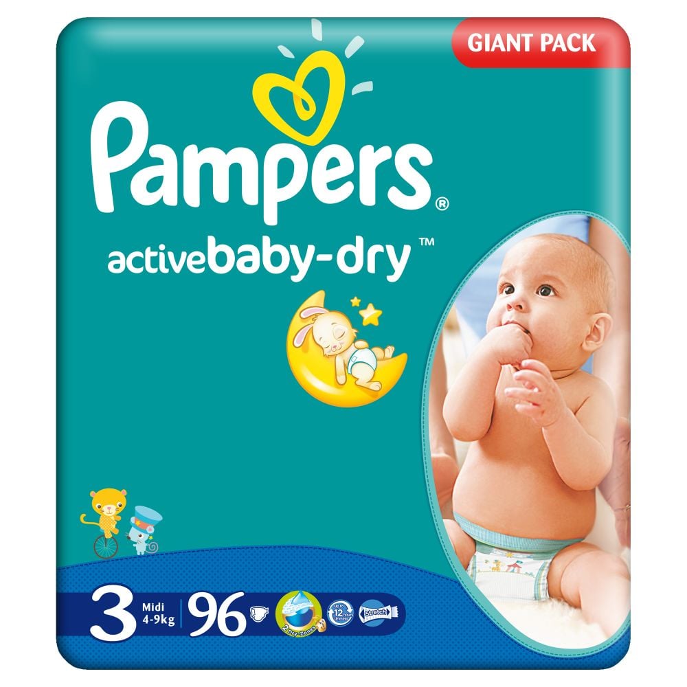 Scutece Pampers Active Baby-Dry 3 Midi, 96 buc, 4 - 9 kg