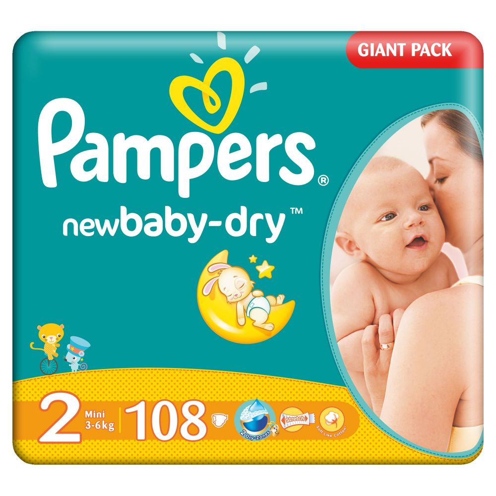 Scutece Pampers New Baby-Dry 2 Mini, 108 buc, 3 - 6 kg