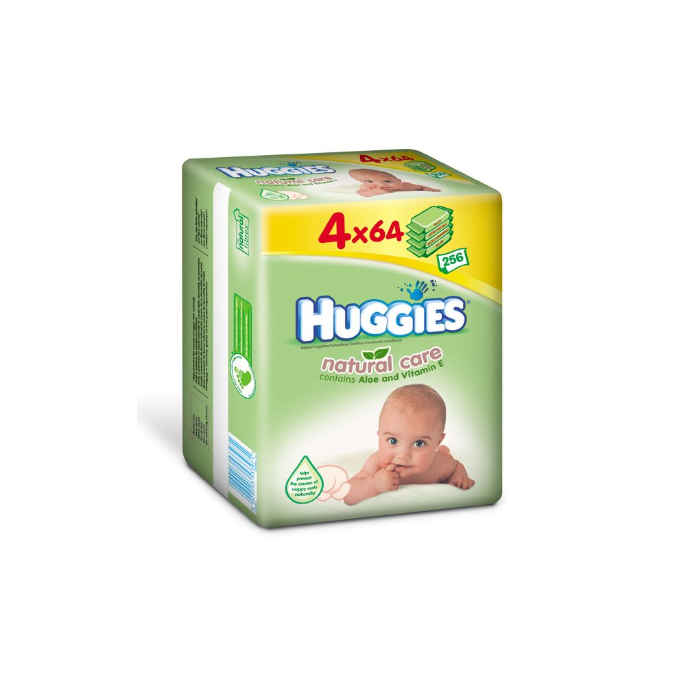 Servetele umede HUGGIES Natural Care, Aloe, 4 x 64 buc