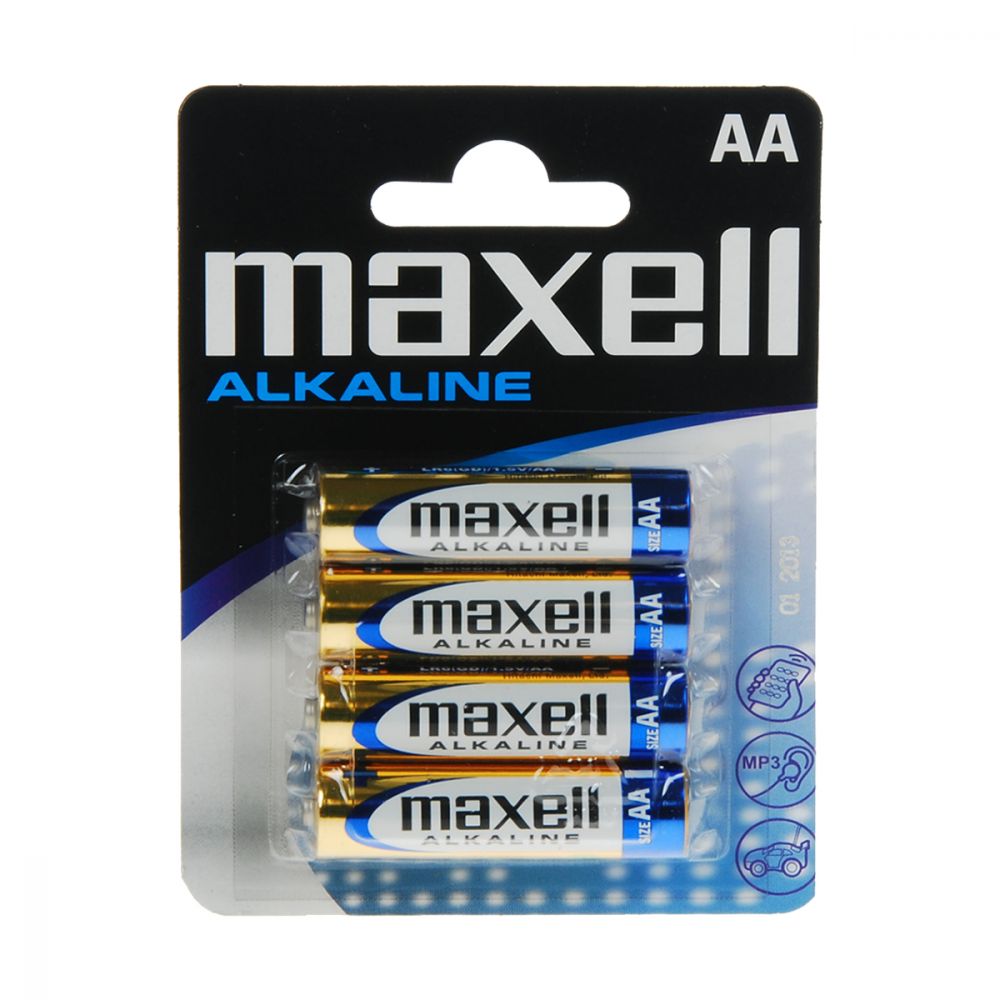 Set 4 baterii alcaline Maxell, AA, R6 