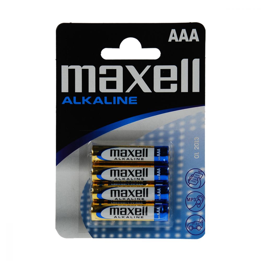 Set 4 baterii alcaline Maxell, AAA, R3 