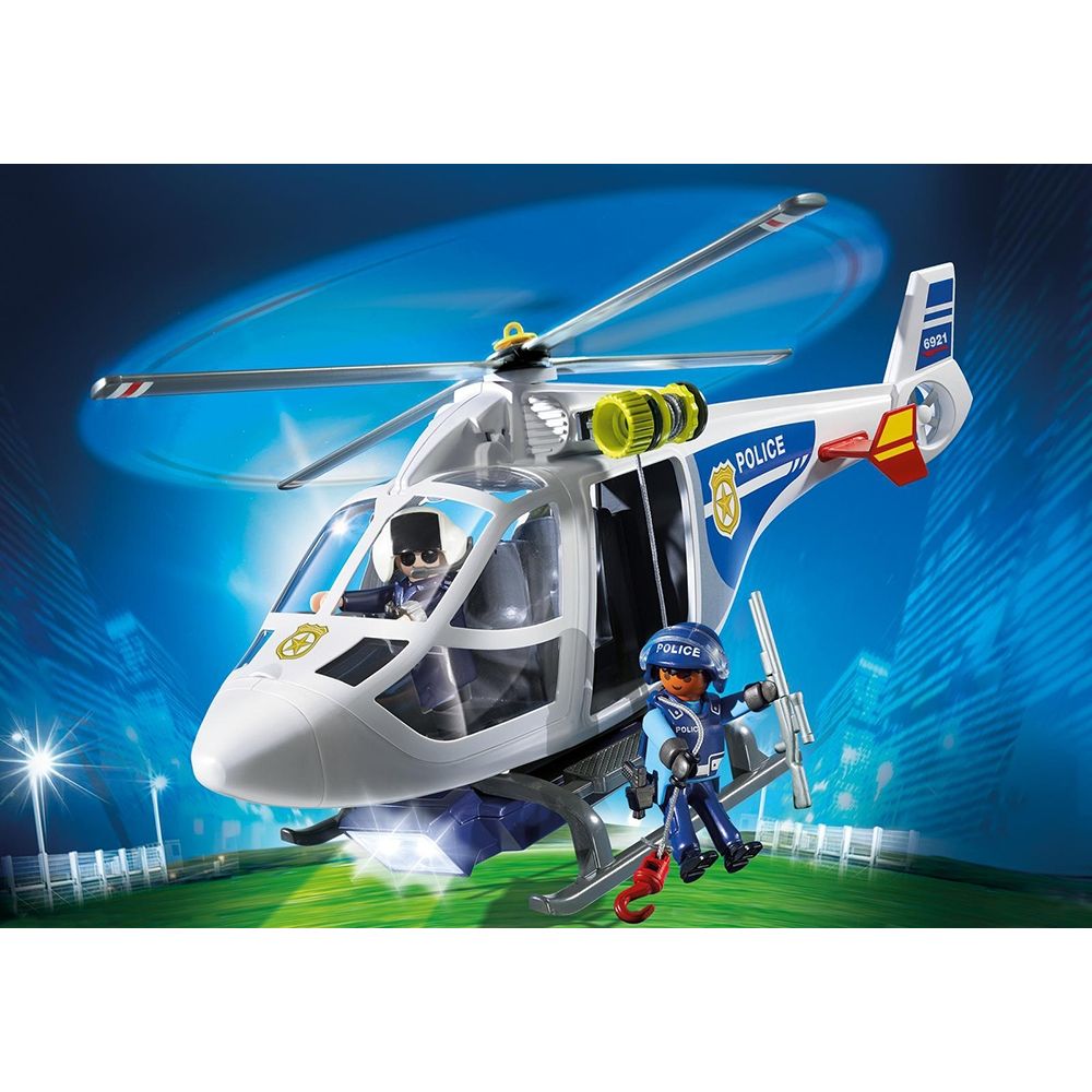 Set de constructie Playmobil City Action - Elicopter de Politie cu Led (6921)
