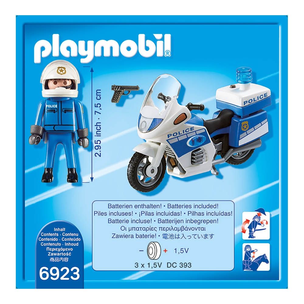 Set de constructie Playmobil City Action - Motocicleta politiei cu led (6923)