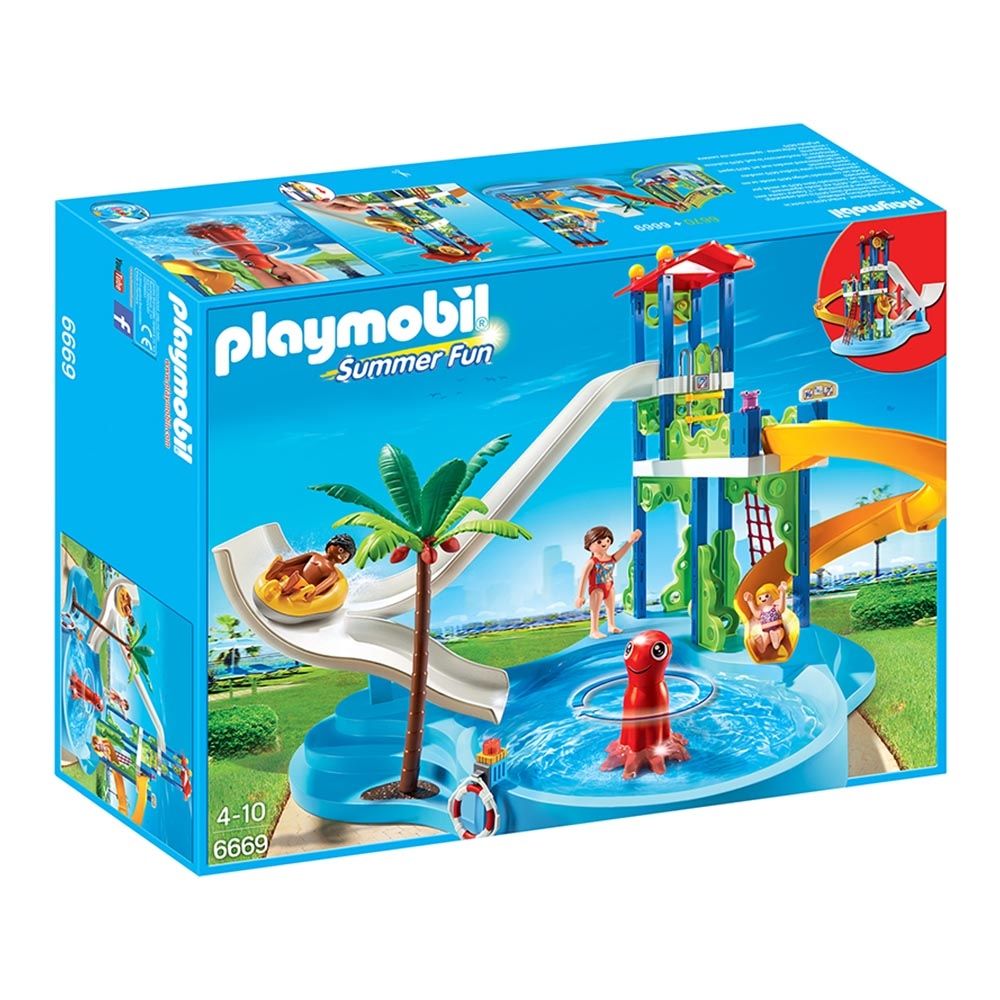 Set de constructie Playmobil Family Fun - Parc acvatic cu tobogane (6669)