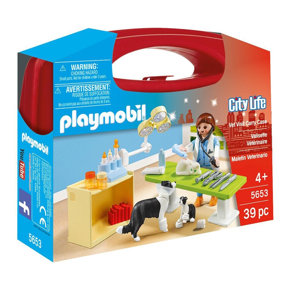 Set de constructie portabil Playmobil City Life - In vizita la veterinar (5653)