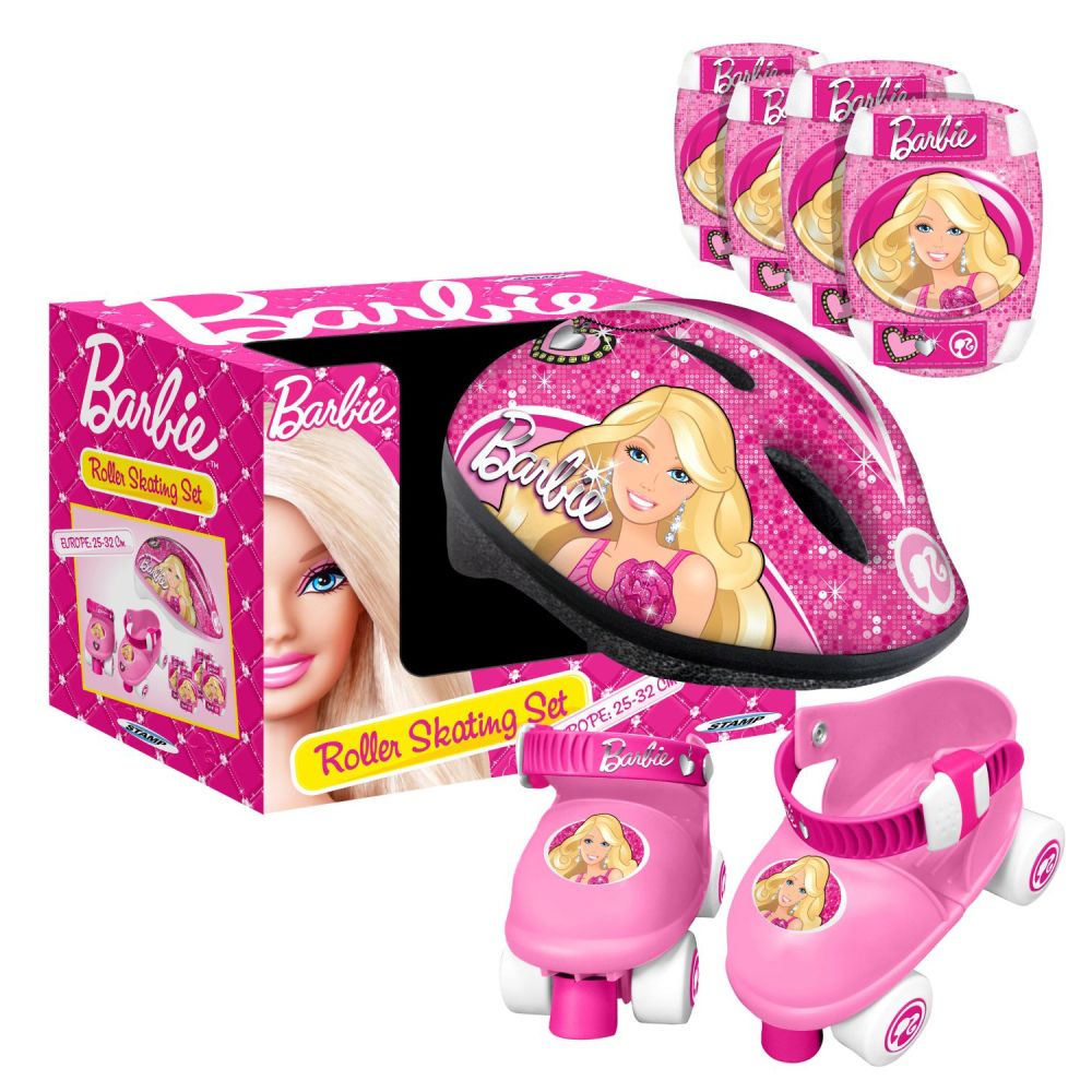 Set de protectie, casca si role cu 4 roti STAMP Barbie, Marime 25 - 32