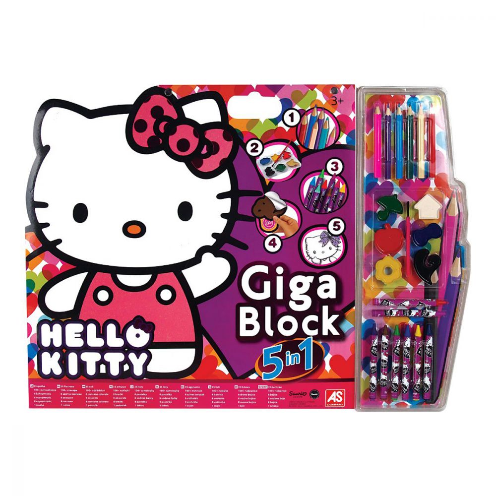 Set desen cu accesorii 5 in 1 Hello Kitty