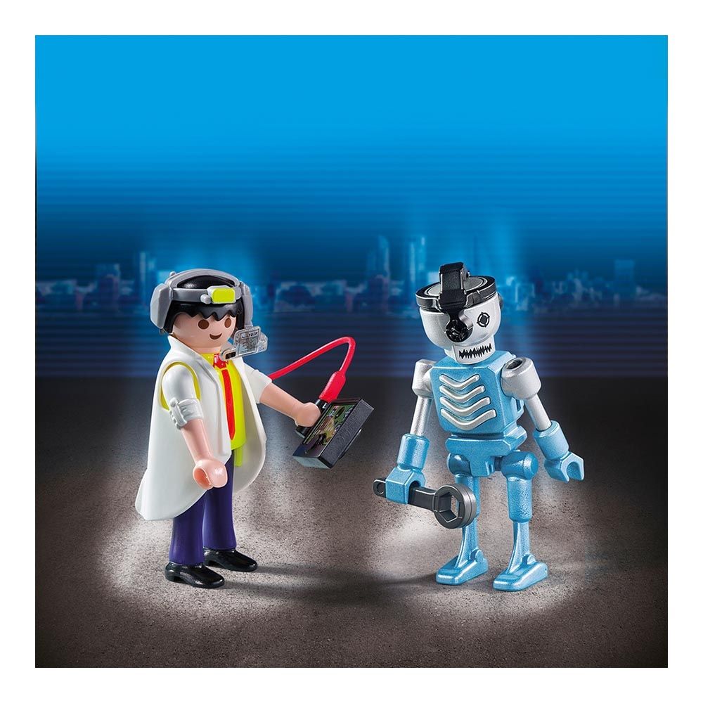Set figurine Playmobil City Action - Om de stiinta si robot (6844)