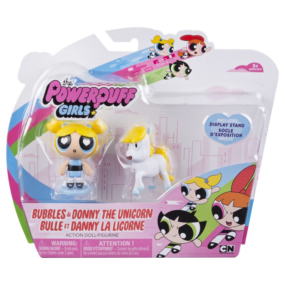 Set figurine Powerpuff Girls Bubbles si Unicornul Donny