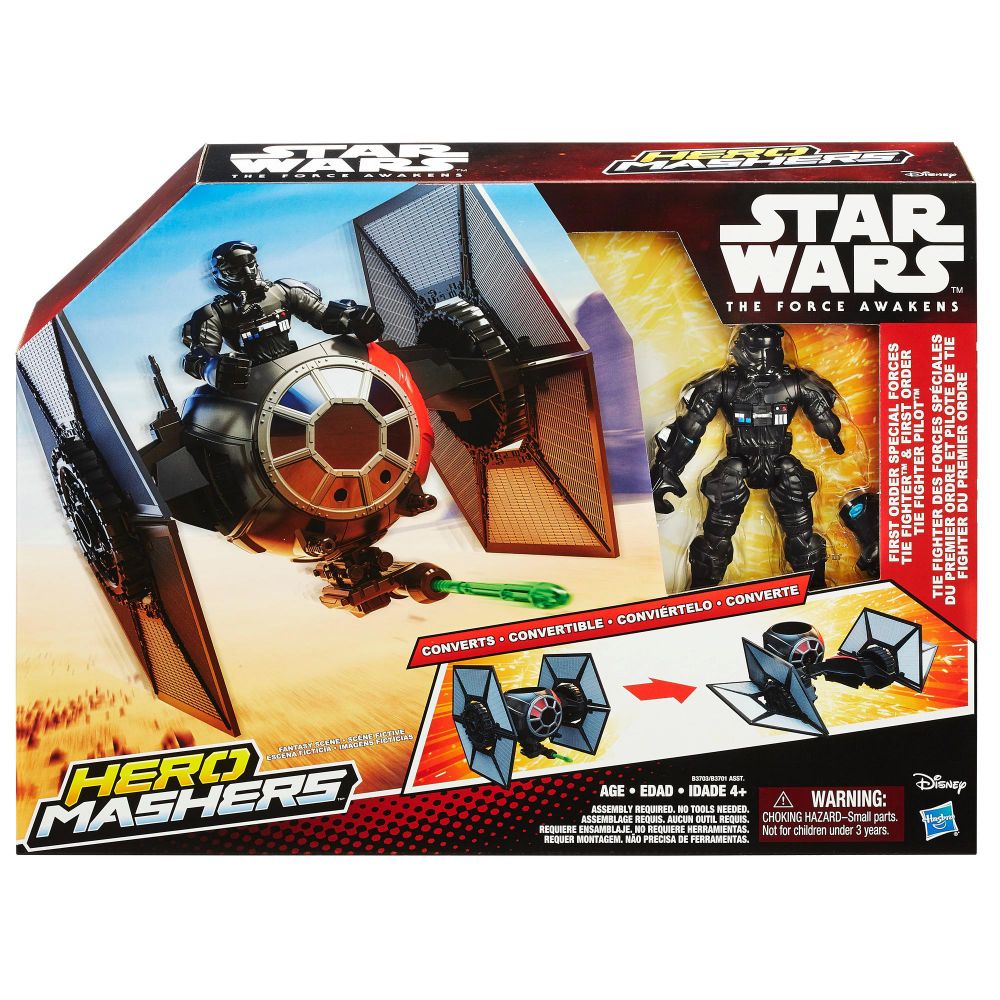 Set figurine Star Wars Hero Mashers, Nava TIE Fighter si Pilot TIE Fighter