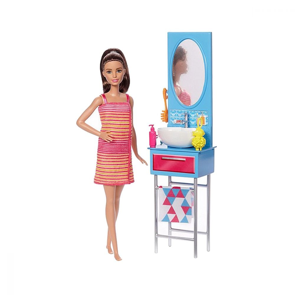 Set papusa  Barbie si accesorii pentru baie