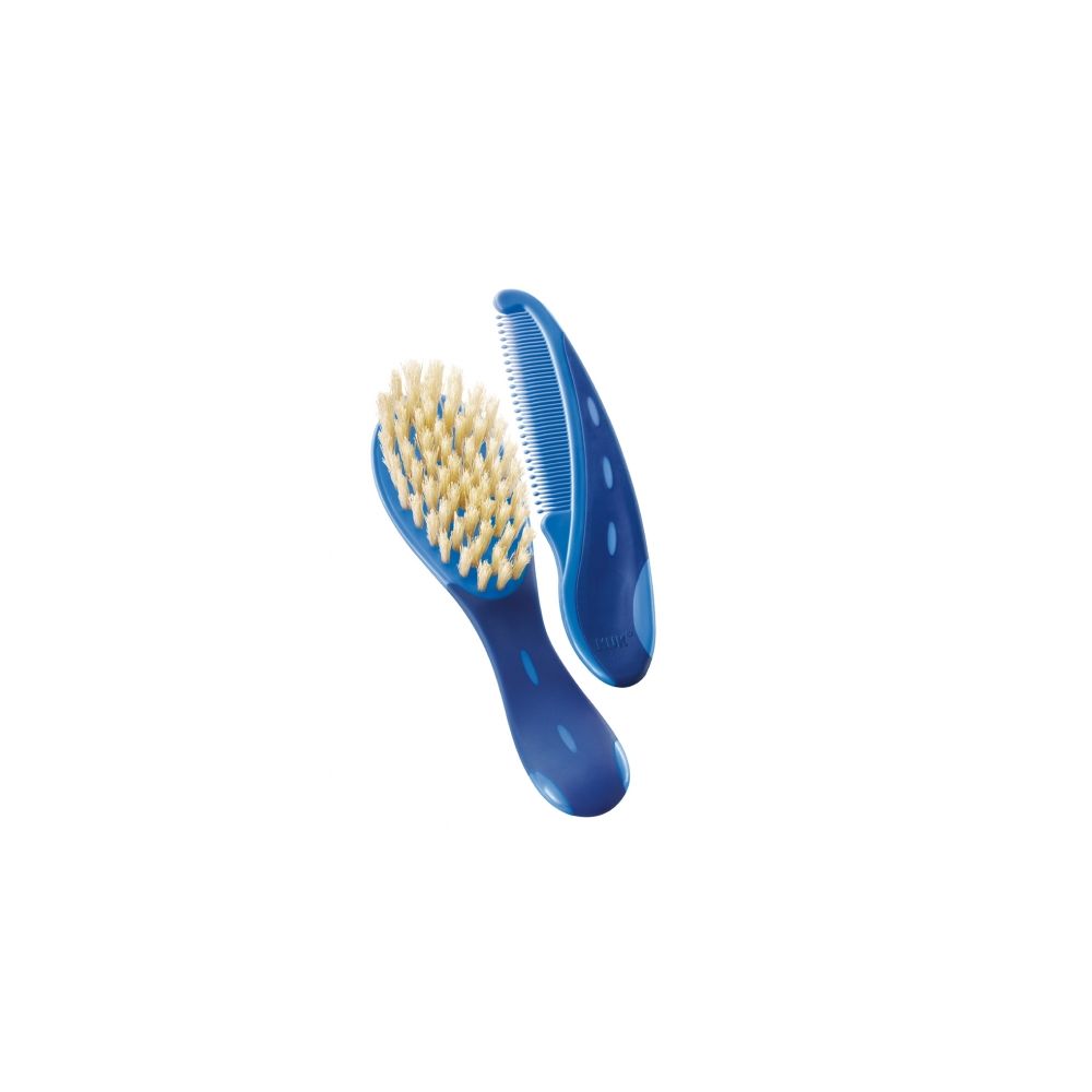 Set perie din par natural si pieptan NUK
