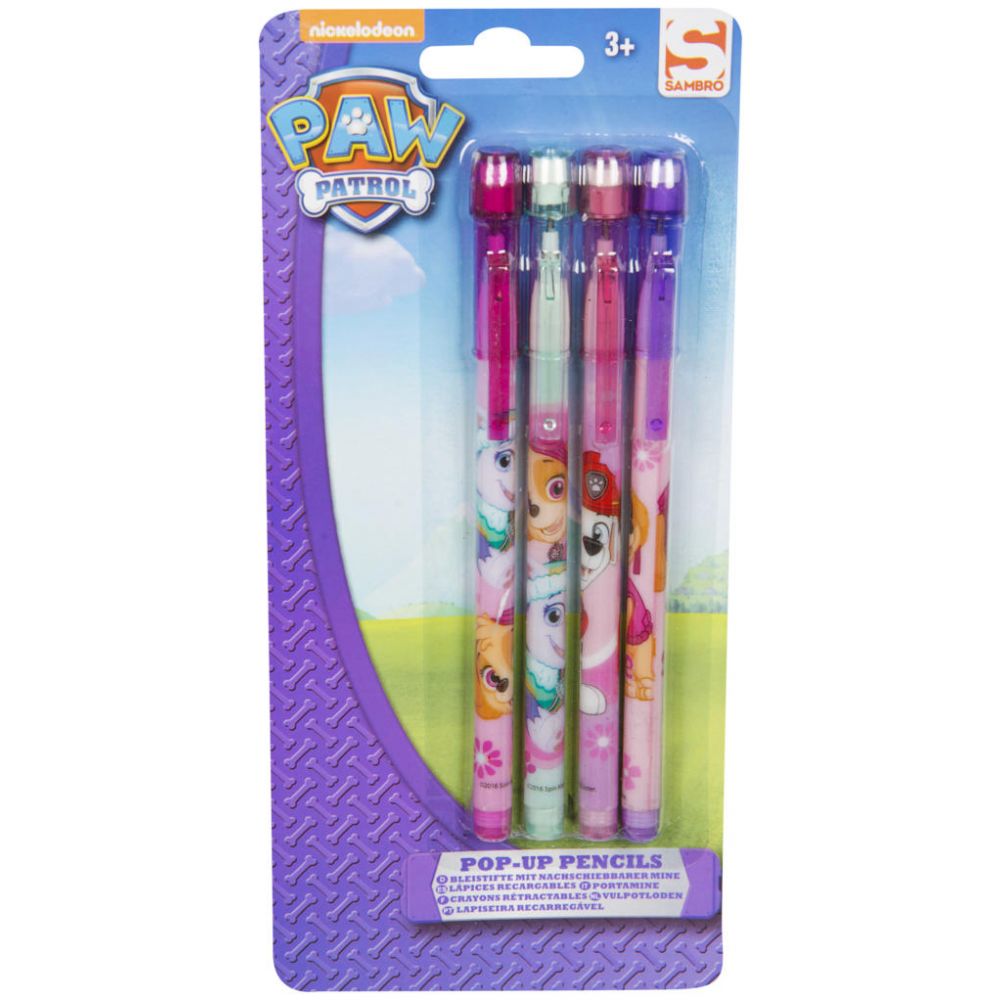 Set 4 creioane mecanice cu guma - Paw Patrol