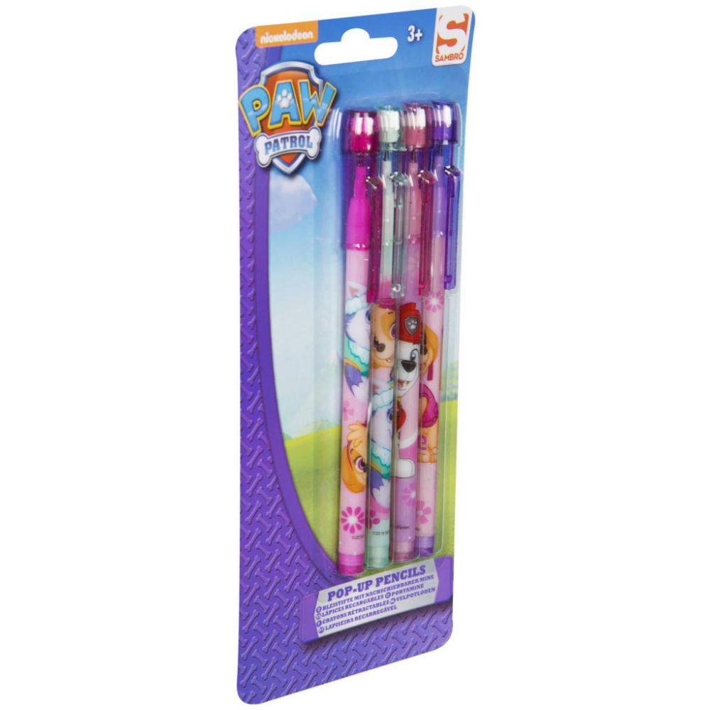 Set 4 creioane mecanice cu guma - Paw Patrol
