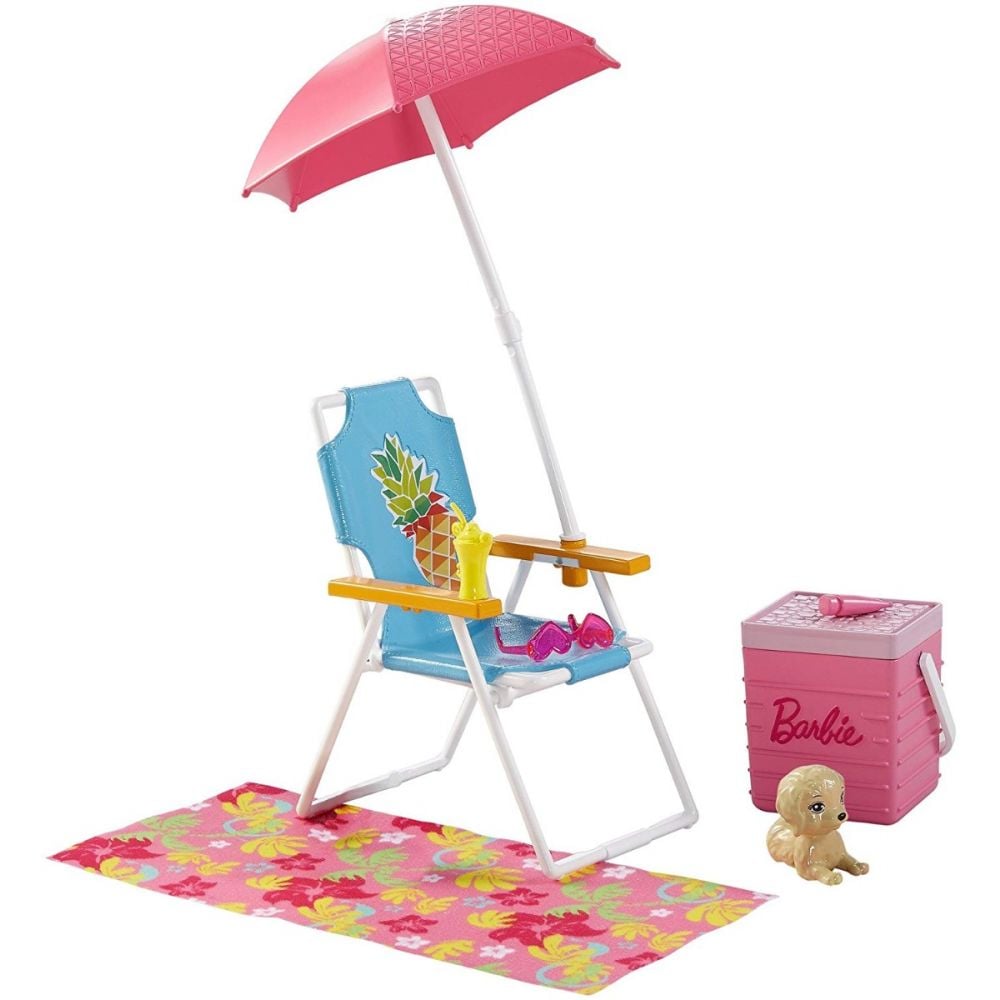 Set Barbie - Scaun de plaja cu accesorii pentru papusa, DVX49