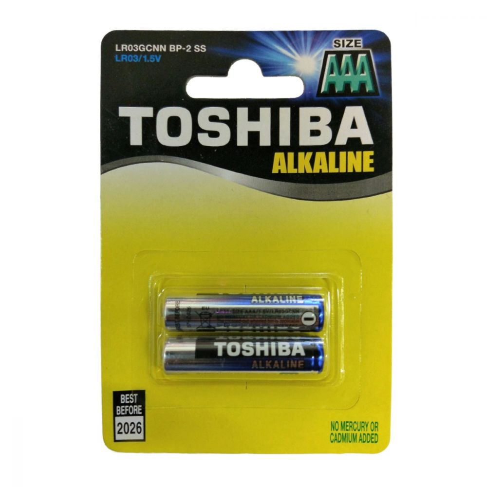 Set 2 baterii alcaline Toshiba, R3, Blu Line, AAA
