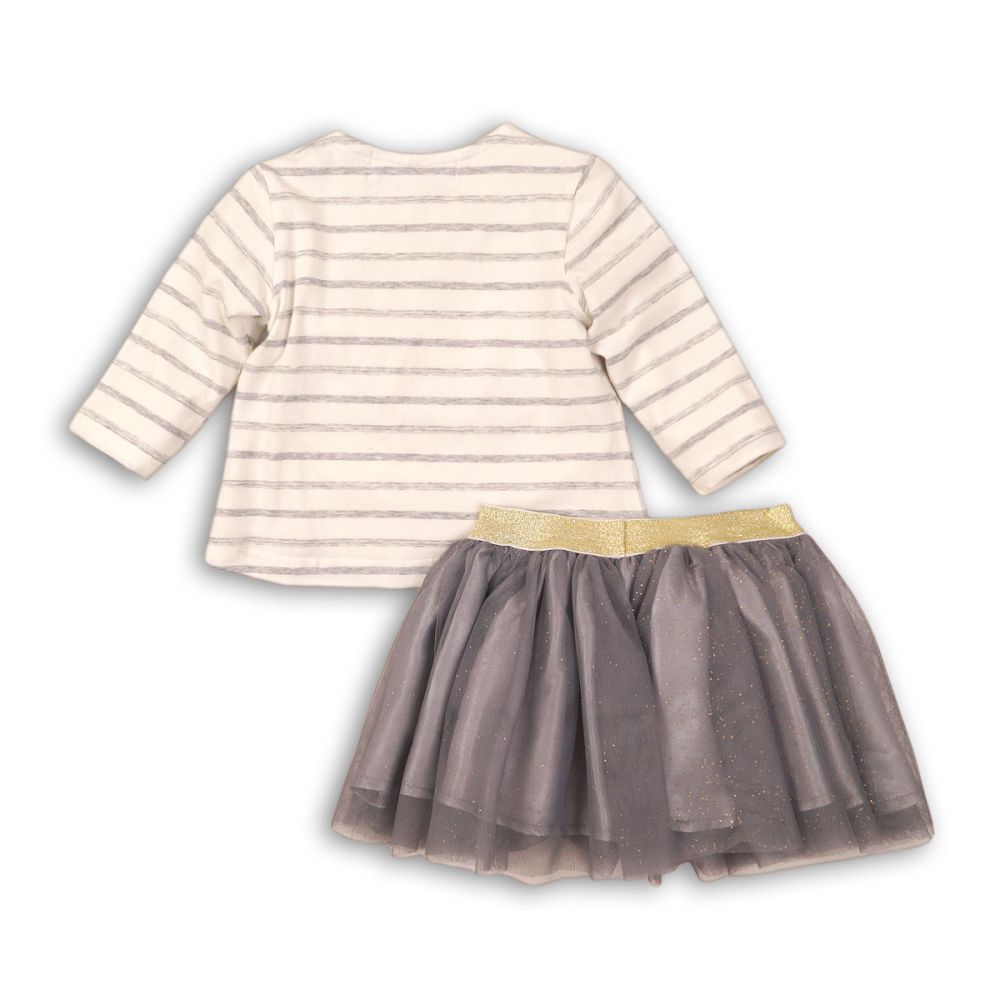 Set bluza maneca lunga cu imprimeu si fusta Minoti-56-62 cm (0-3 luni)