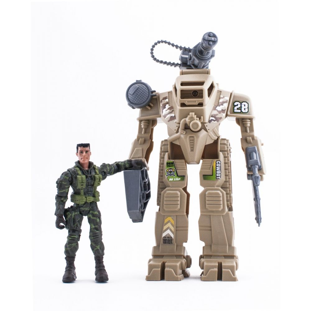 Set figurina actiune cu robot The Corps Exo Battle-Mech Kaki
