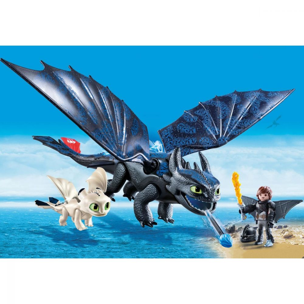 Set figurine Playmobil - Hiccup, Toothless si Pui de Dragon (70037)