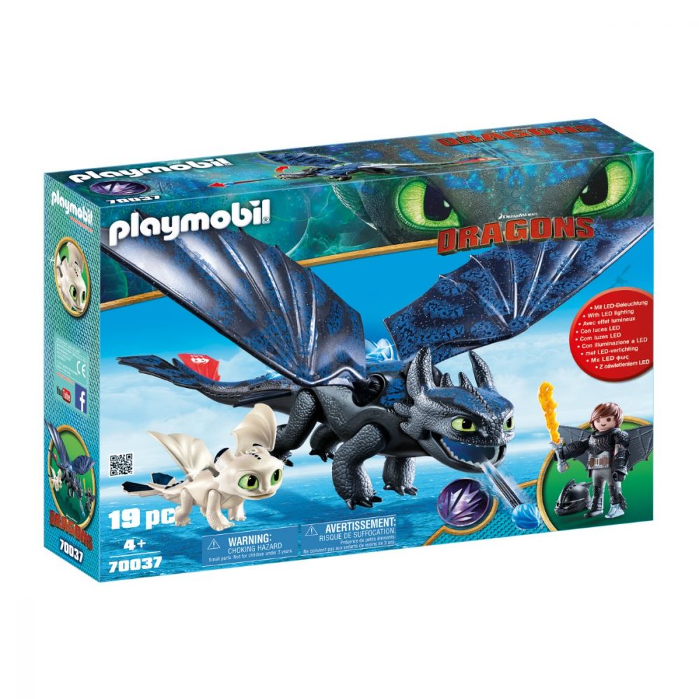 Set figurine Playmobil - Hiccup, Toothless si Pui de Dragon (70037)