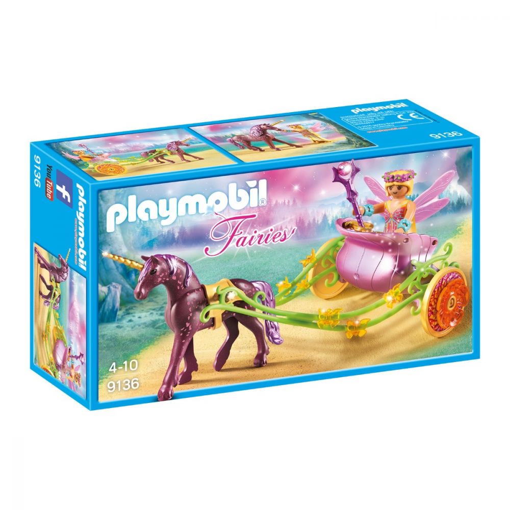 Set figurine Playmobil Fairies - Trasura cu unicorn si zane (9136)