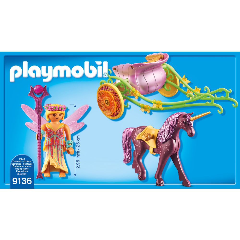 Set figurine Playmobil Fairies - Trasura cu unicorn si zane (9136)