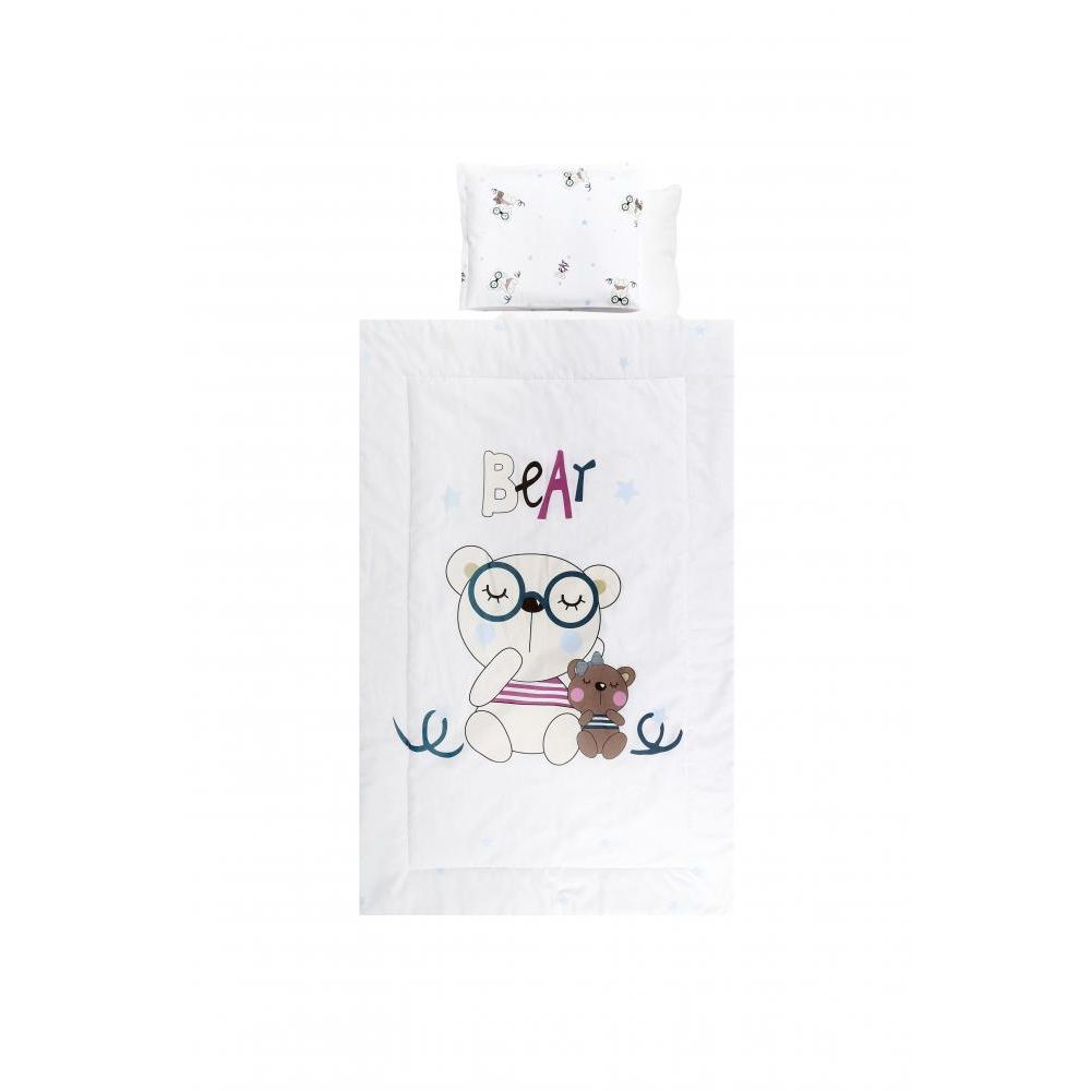 Set lenjerie pat 4 piese, bumbac ranforce, Bear Beige