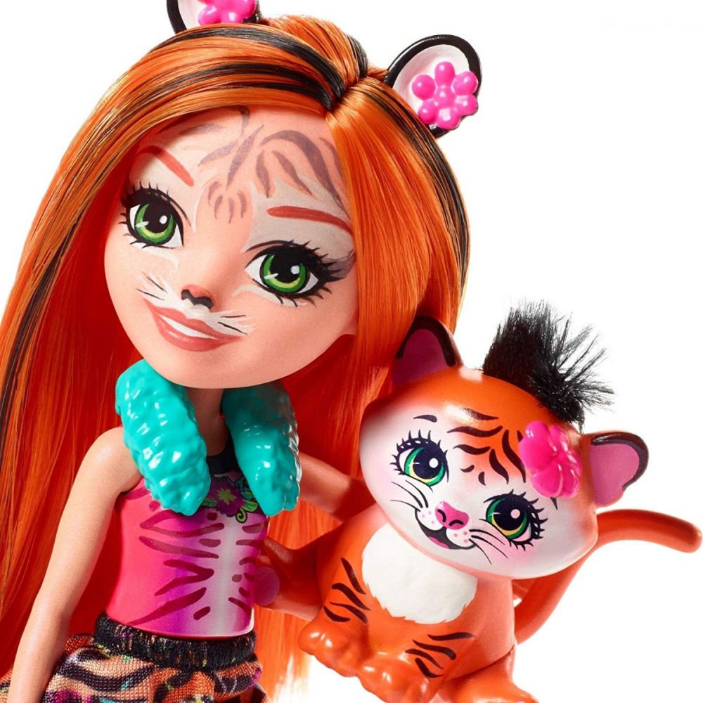 Set papusa cu animalut Tanzie Tiger Doll and Tuft Figure Enchantimals