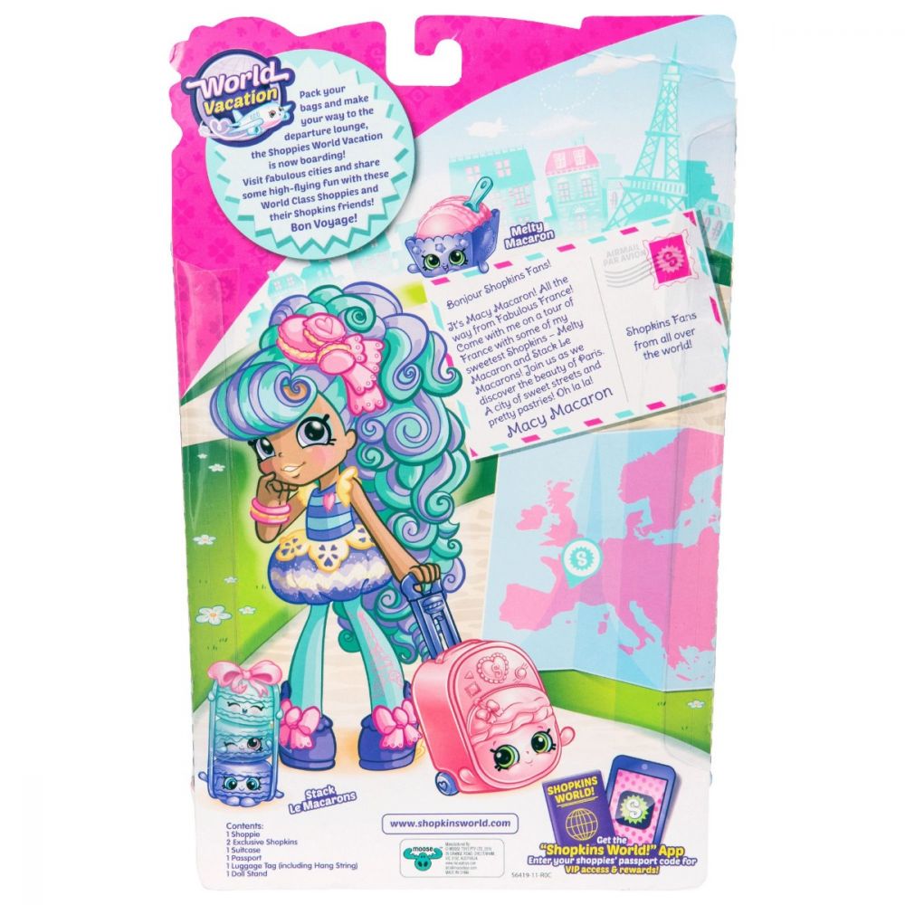 Set papusa Shopkins Shoppies Macy Macaron cu accesorii