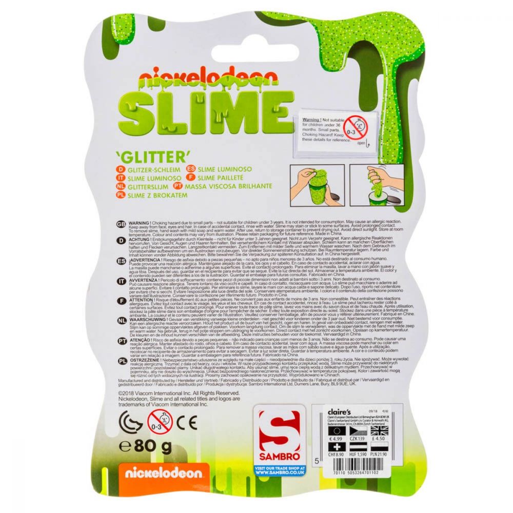 Gelatina Slime Nickelodeon Glitter, 80g