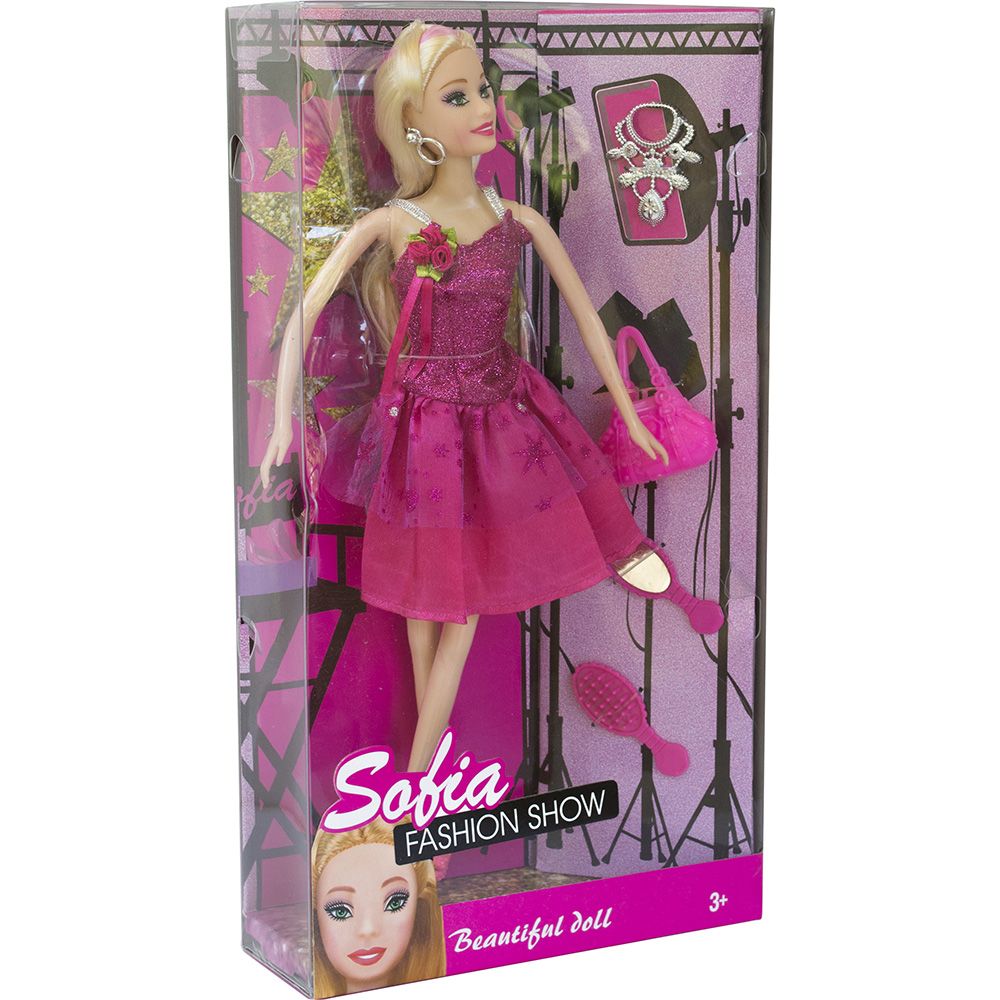 SOFIA  FASHION PLUS: Sofia rochie ciclam cu accesorii