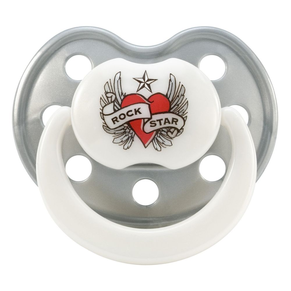 Suzeta ROCK STAR BABY Heart and Wigns, tetina silicon, 3 - 24 luni