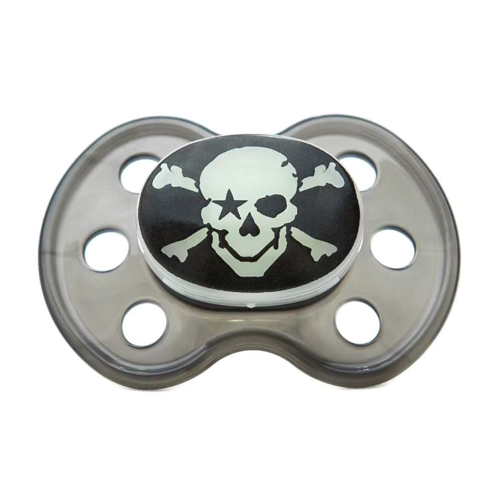 Suzeta ROCK STAR BABY Pirate Skull, tetina silicon, 3 - 24 luni