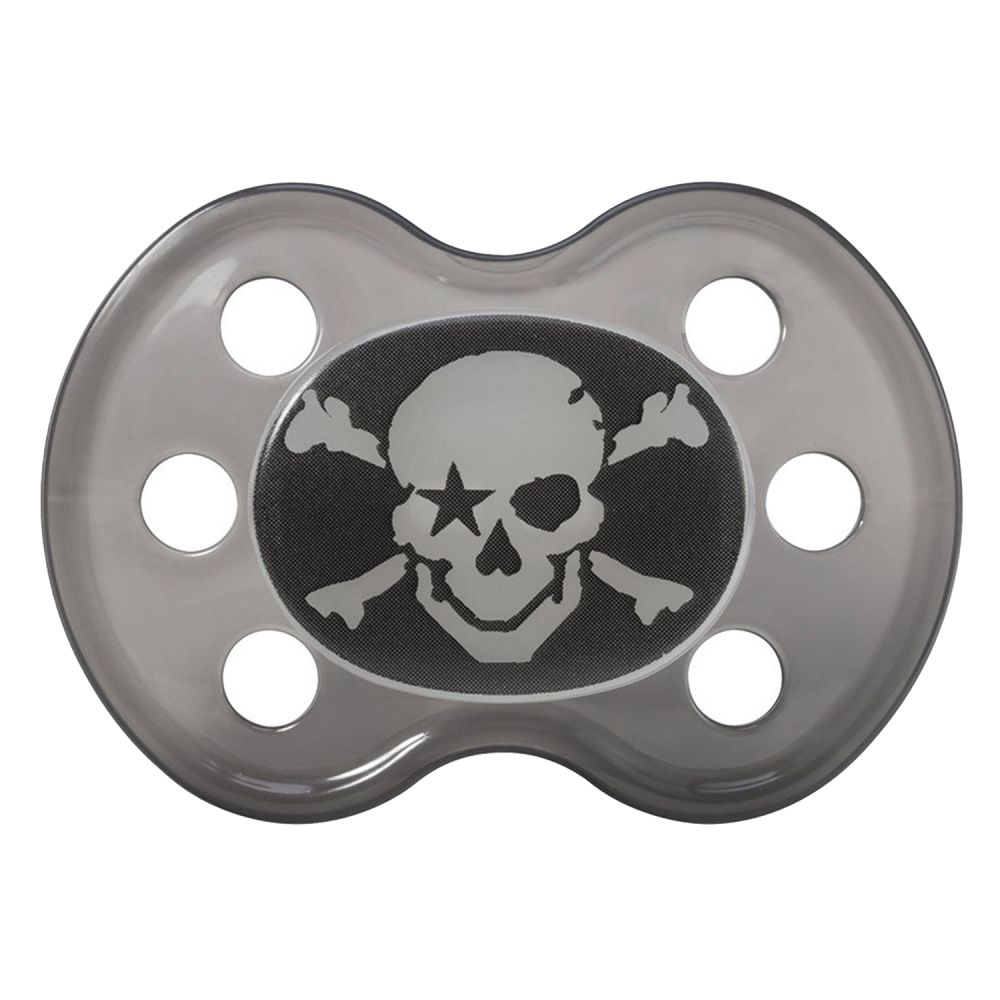 Suzeta ROCK STAR BABY Pirate Skull, tetina silicon, 3 - 24 luni