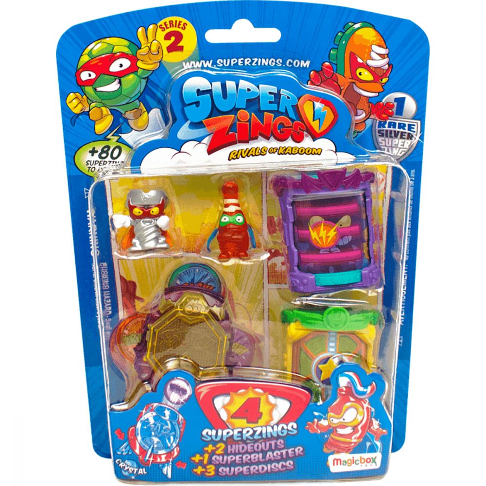 Set 4 figurine surpriza si accesorii SuperZings, Seria 2