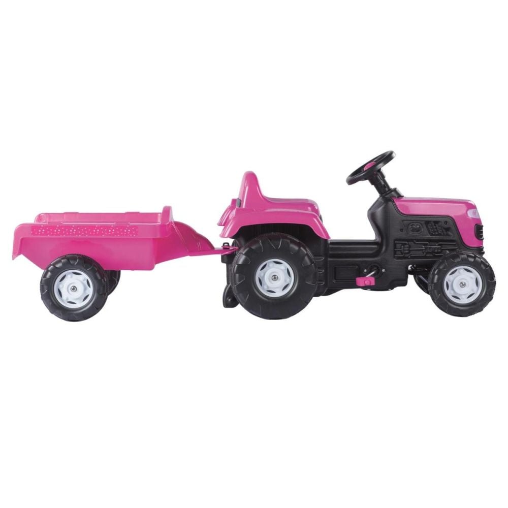 Tractor cu pedale si remorca, Dolu, Unicorn, Roz