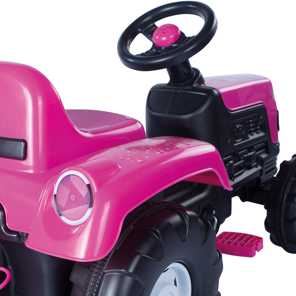 Tractor cu pedale si remorca, Dolu, Unicorn, Roz