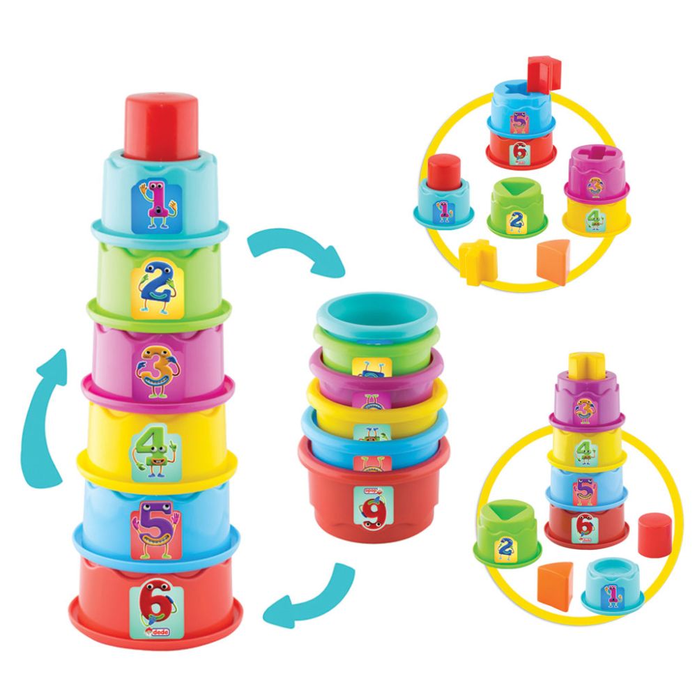 Jucarie de sortare forme, Dede, Turn Cilindric, 12 piese