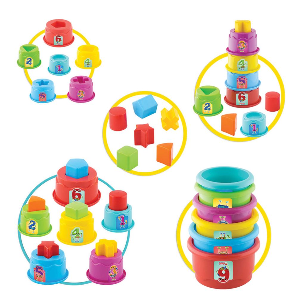 Jucarie de sortare si stivuire, Dede, Happy Towers, 14 piese