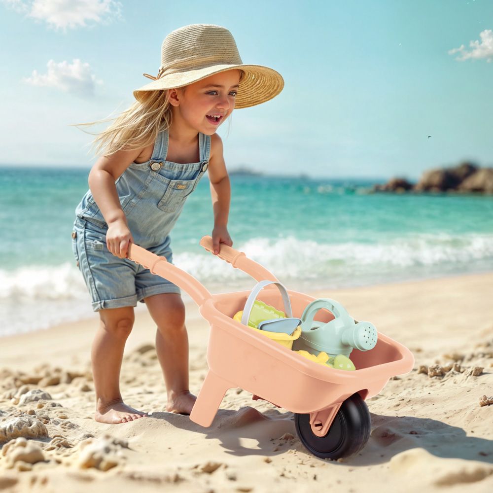 Set de plaja cu roaba si accesorii, Dolu, Portocaliu