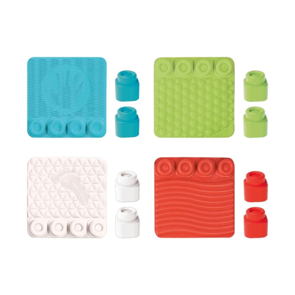 Set 4 covorase senzorial cu 8 cuburi moi, Clementoni, Soft Clemmy