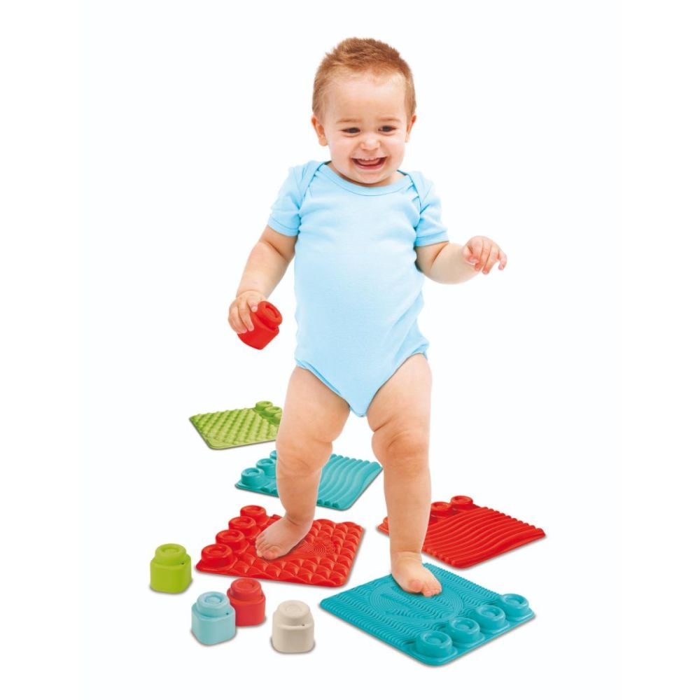Set 4 covorase senzorial cu 8 cuburi moi, Clementoni, Soft Clemmy