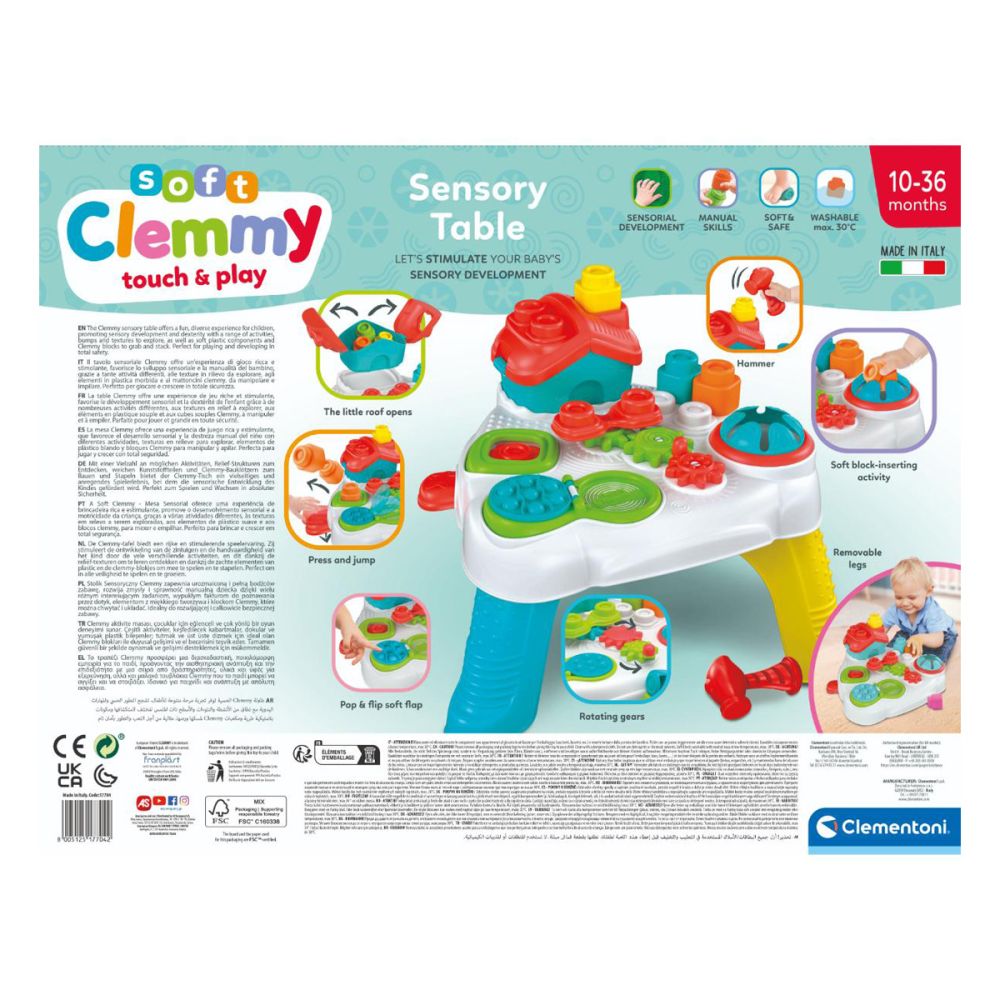 Masuta cu activitati si 10 cuburi moi, Clementoni, Soft Clemmy