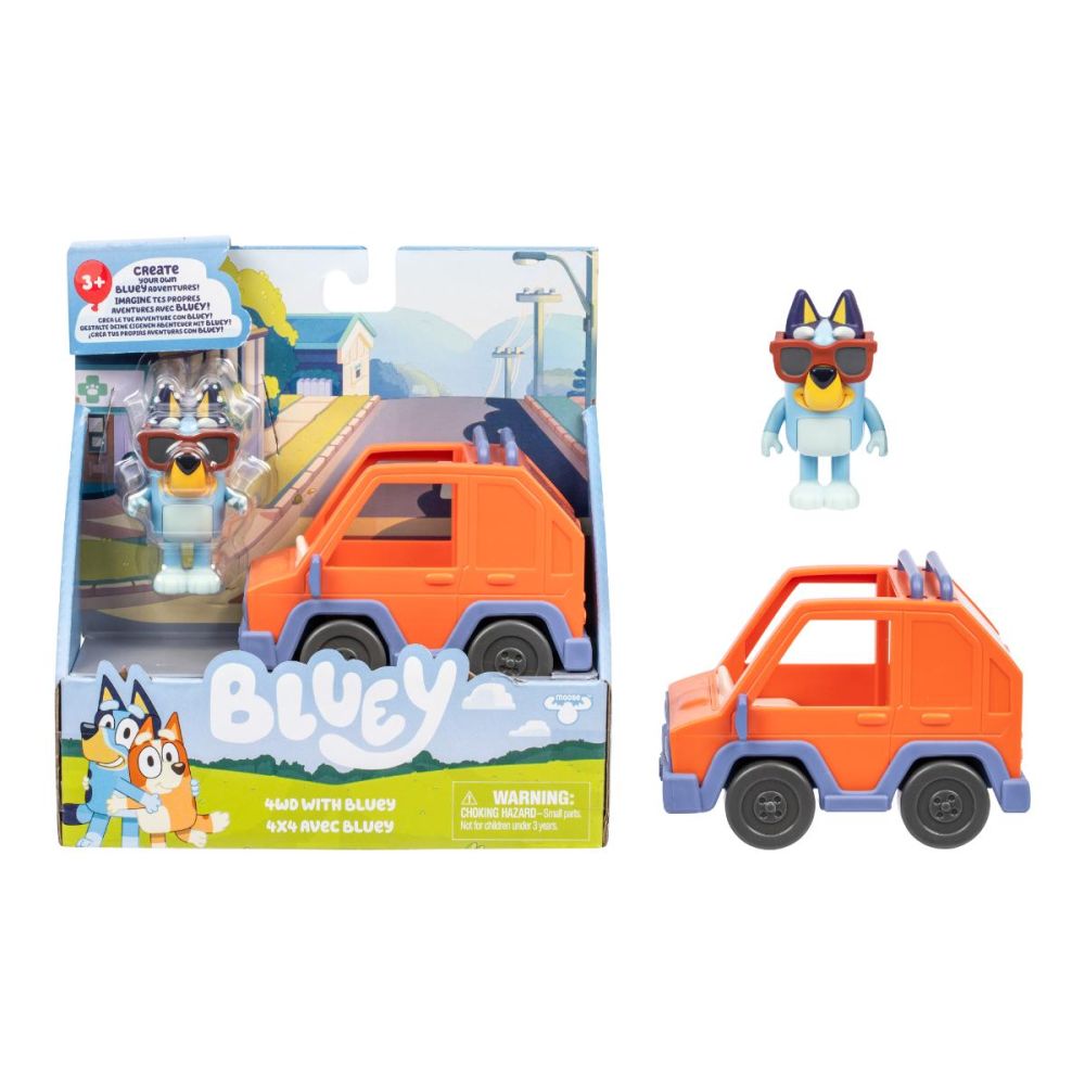 Set de joaca cu figurina si masina, Bluey, 4WD si Bluey